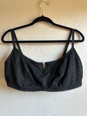 Aerie Black Lace Bralette Crop Top XL Lined Front Coquette Balletcore Soft Girl
